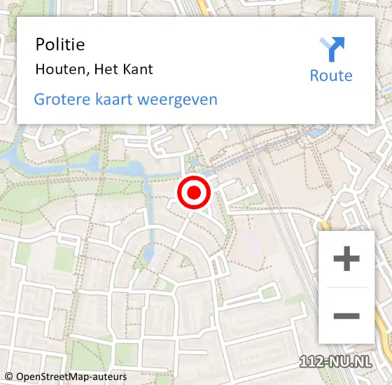 Locatie op kaart van de 112 melding: Politie Houten, Het Kant op 11 juli 2024 17:31