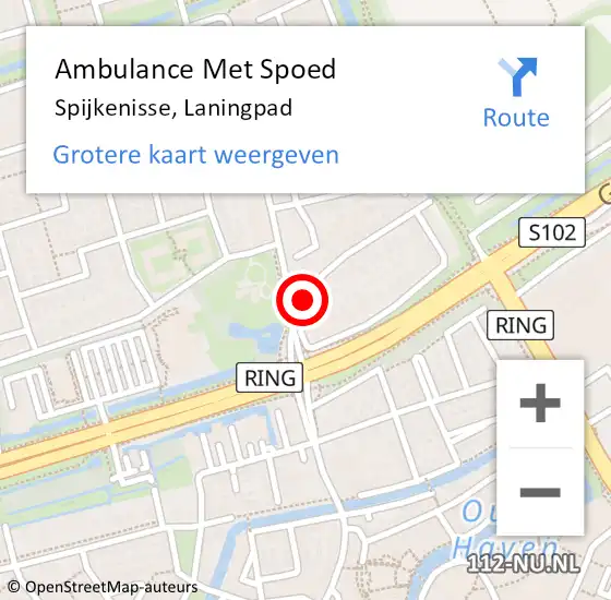 Locatie op kaart van de 112 melding: Ambulance Met Spoed Naar Spijkenisse, Laningpad op 11 juli 2024 17:56