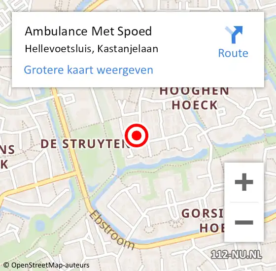 Locatie op kaart van de 112 melding: Ambulance Met Spoed Naar Hellevoetsluis, Kastanjelaan op 11 juli 2024 17:58