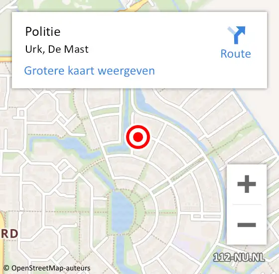 Locatie op kaart van de 112 melding: Politie Urk, De Mast op 11 juli 2024 17:59