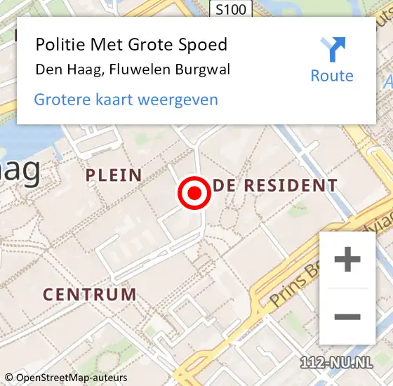 Locatie op kaart van de 112 melding: Politie Met Grote Spoed Naar Den Haag, Fluwelen Burgwal op 11 juli 2024 18:03