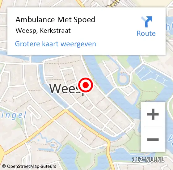 Locatie op kaart van de 112 melding: Ambulance Met Spoed Naar Weesp, Kerkstraat op 11 juli 2024 18:18