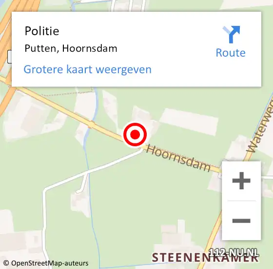 Locatie op kaart van de 112 melding: Politie Putten, Hoornsdam op 11 juli 2024 18:21