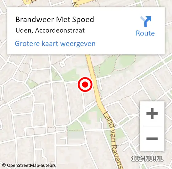 Locatie op kaart van de 112 melding: Brandweer Met Spoed Naar Uden, Accordeonstraat op 11 juli 2024 18:33