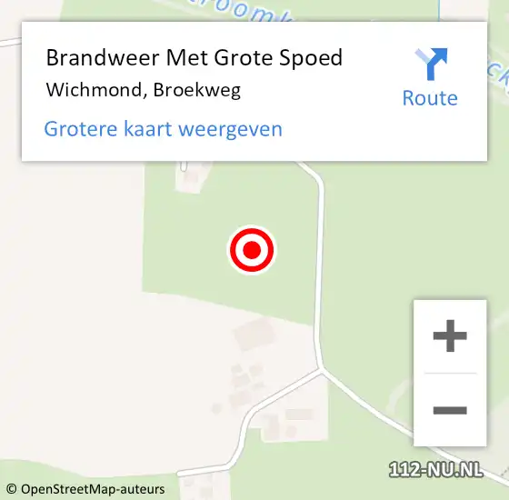 Locatie op kaart van de 112 melding: Brandweer Met Grote Spoed Naar Wichmond, Broekweg op 11 juli 2024 18:48