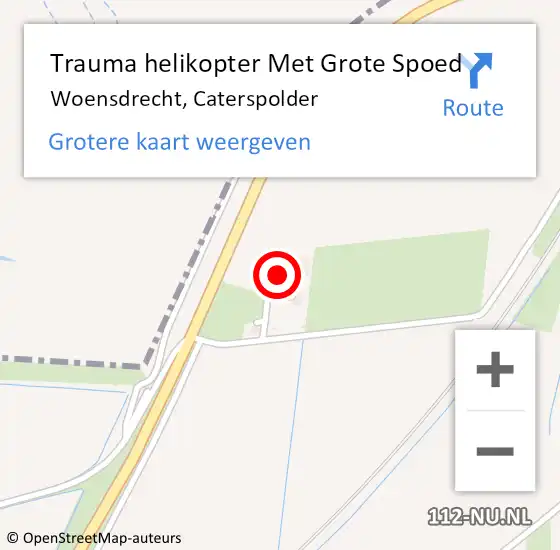 Locatie op kaart van de 112 melding: Trauma helikopter Met Grote Spoed Naar Woensdrecht, Caterspolder op 11 juli 2024 19:16