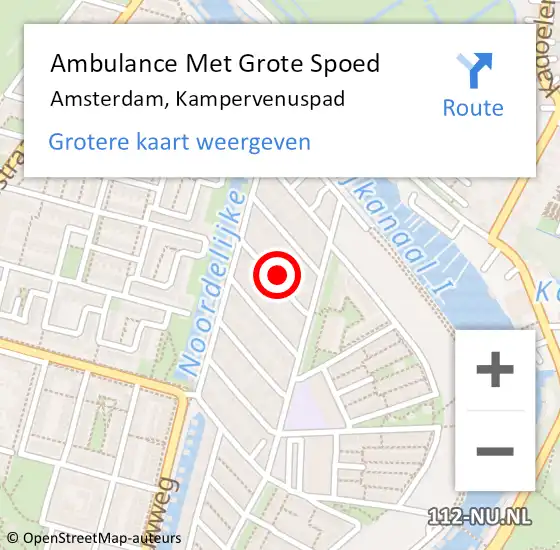 Locatie op kaart van de 112 melding: Ambulance Met Grote Spoed Naar Amsterdam, Kampervenuspad op 11 juli 2024 19:17