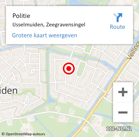 Locatie op kaart van de 112 melding: Politie IJsselmuiden, Zeegravensingel op 11 juli 2024 19:25