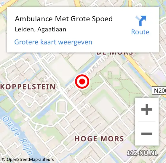 Locatie op kaart van de 112 melding: Ambulance Met Grote Spoed Naar Leiden, Agaatlaan op 11 juli 2024 19:26