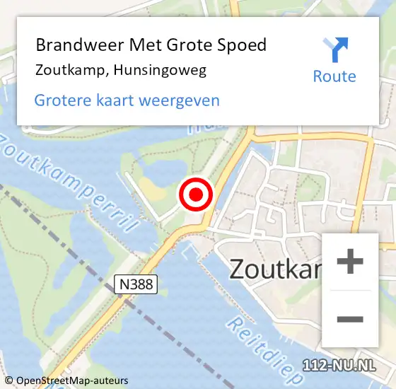 Locatie op kaart van de 112 melding: Brandweer Met Grote Spoed Naar Zoutkamp, Hunsingoweg op 11 juli 2024 19:32