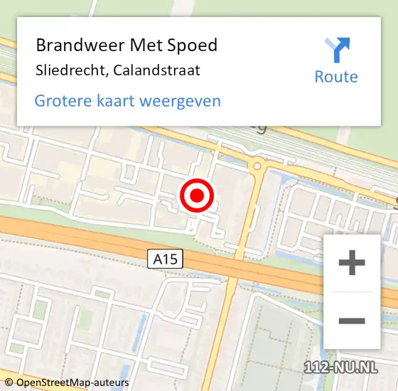 Locatie op kaart van de 112 melding: Brandweer Met Spoed Naar Sliedrecht, Calandstraat op 11 juli 2024 19:39