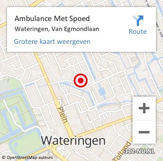 Locatie op kaart van de 112 melding: Ambulance Met Spoed Naar Wateringen, Van Egmondlaan op 11 juli 2024 19:49