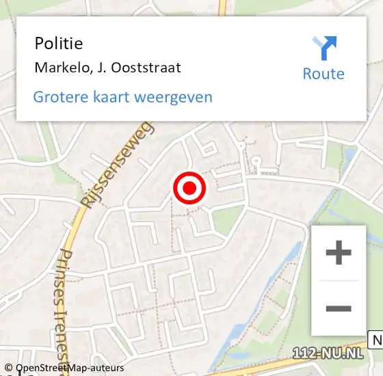 Locatie op kaart van de 112 melding: Politie Markelo, J. Ooststraat op 11 juli 2024 20:11