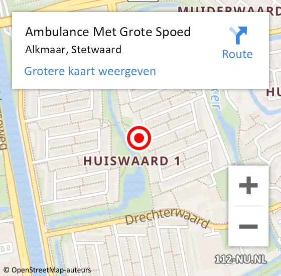 Locatie op kaart van de 112 melding: Ambulance Met Grote Spoed Naar Alkmaar, Stetwaard op 11 juli 2024 20:13