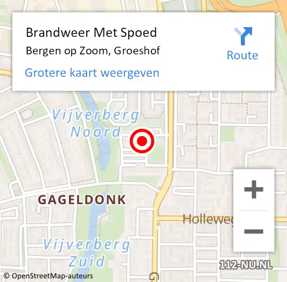 Locatie op kaart van de 112 melding: Brandweer Met Spoed Naar Bergen op Zoom, Groeshof op 11 juli 2024 20:30