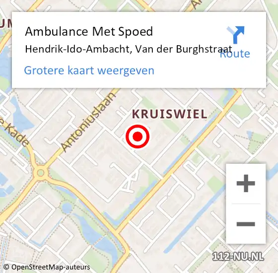 Locatie op kaart van de 112 melding: Ambulance Met Spoed Naar Hendrik-Ido-Ambacht, Van der Burghstraat op 11 juli 2024 20:36