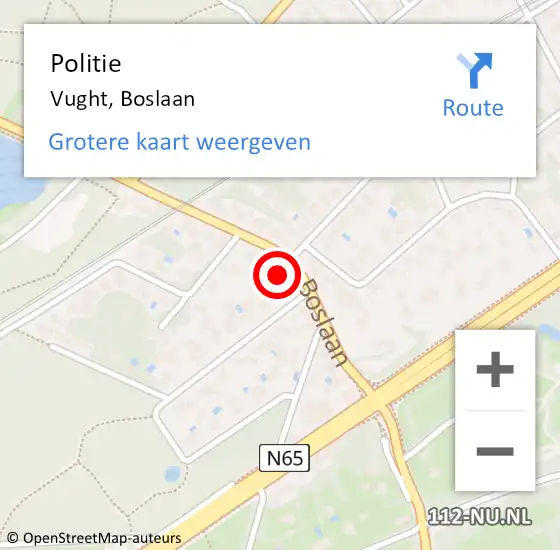 Locatie op kaart van de 112 melding: Politie Vught, Boslaan op 11 juli 2024 20:51