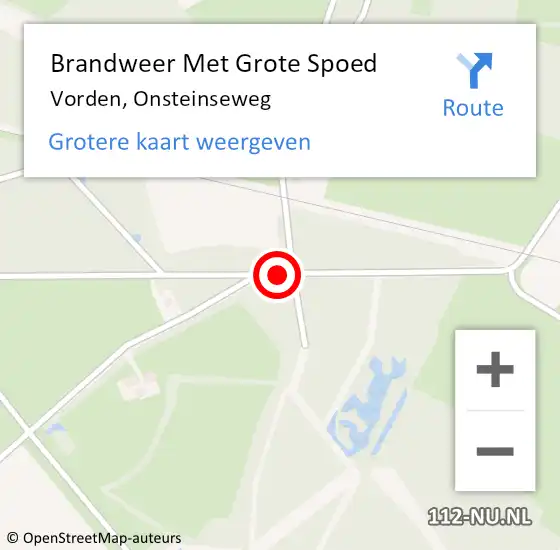 Locatie op kaart van de 112 melding: Brandweer Met Grote Spoed Naar Vorden, Onsteinseweg op 12 oktober 2014 19:36