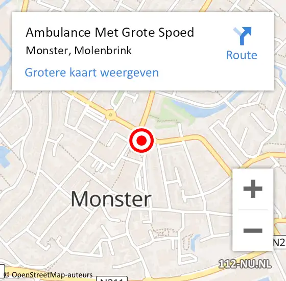 Locatie op kaart van de 112 melding: Ambulance Met Grote Spoed Naar Monster, Molenbrink op 11 juli 2024 20:58