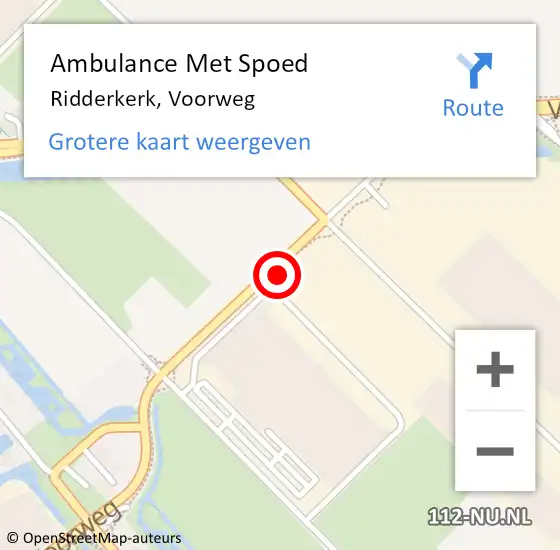 Locatie op kaart van de 112 melding: Ambulance Met Spoed Naar Ridderkerk, Voorweg op 11 juli 2024 21:06