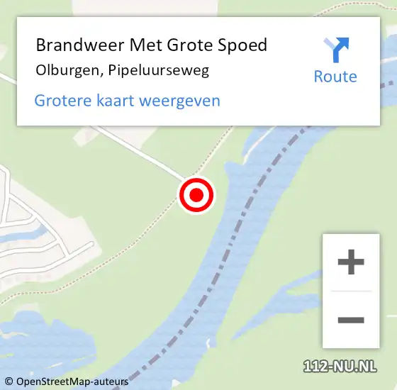 Locatie op kaart van de 112 melding: Brandweer Met Grote Spoed Naar Olburgen, Pipeluurseweg op 11 juli 2024 21:38