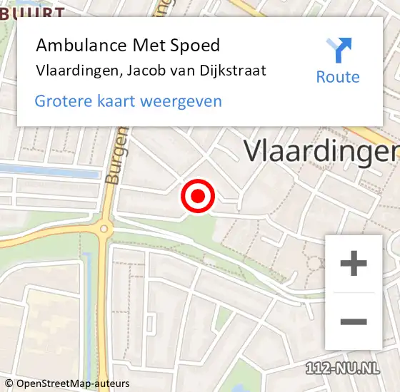 Locatie op kaart van de 112 melding: Ambulance Met Spoed Naar Vlaardingen, Jacob van Dijkstraat op 11 juli 2024 21:50