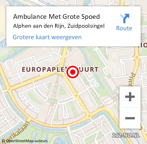 Locatie op kaart van de 112 melding: Ambulance Met Grote Spoed Naar Alphen aan den Rijn, Zuidpoolsingel op 11 juli 2024 22:04