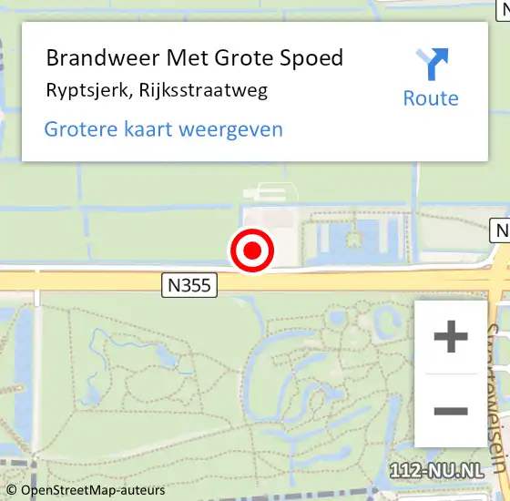 Locatie op kaart van de 112 melding: Brandweer Met Grote Spoed Naar Ryptsjerk, Rijksstraatweg op 11 juli 2024 22:22