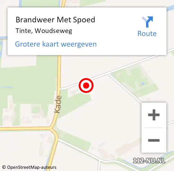 Locatie op kaart van de 112 melding: Brandweer Met Spoed Naar Tinte, Woudseweg op 11 juli 2024 22:24