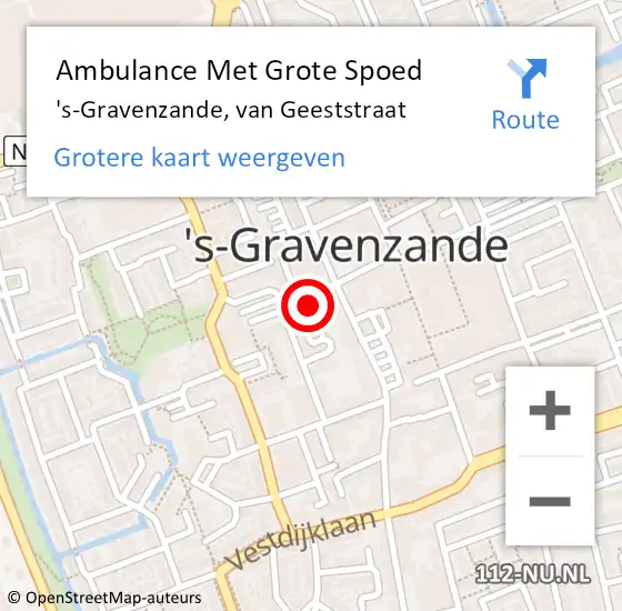 Locatie op kaart van de 112 melding: Ambulance Met Grote Spoed Naar 's-Gravenzande, van Geeststraat op 11 juli 2024 22:26