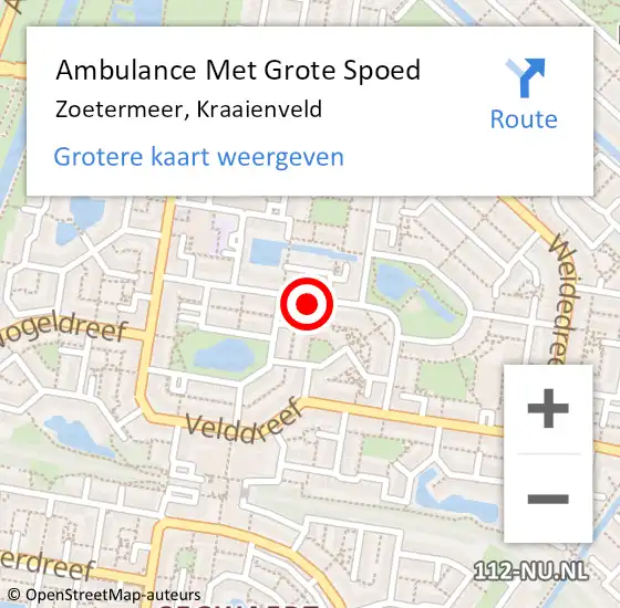 Locatie op kaart van de 112 melding: Ambulance Met Grote Spoed Naar Zoetermeer, Kraaienveld op 11 juli 2024 22:28