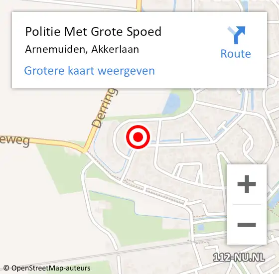 Locatie op kaart van de 112 melding: Politie Met Grote Spoed Naar Arnemuiden, Akkerlaan op 11 juli 2024 22:31