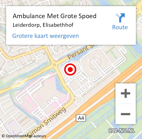 Locatie op kaart van de 112 melding: Ambulance Met Grote Spoed Naar Leiderdorp, Elisabethhof op 11 juli 2024 22:32