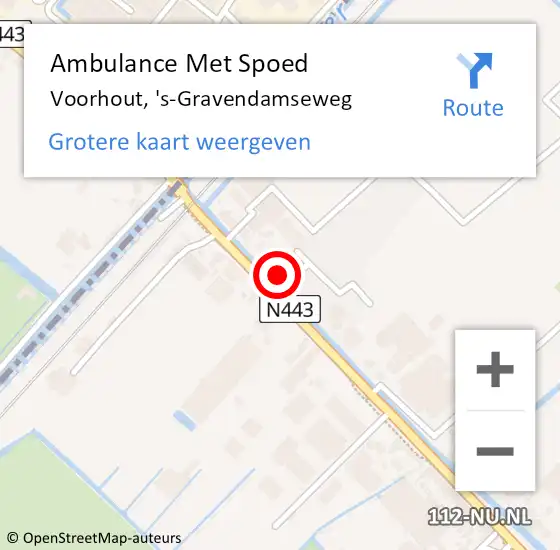 Locatie op kaart van de 112 melding: Ambulance Met Spoed Naar Voorhout, 's-Gravendamseweg op 11 juli 2024 22:38