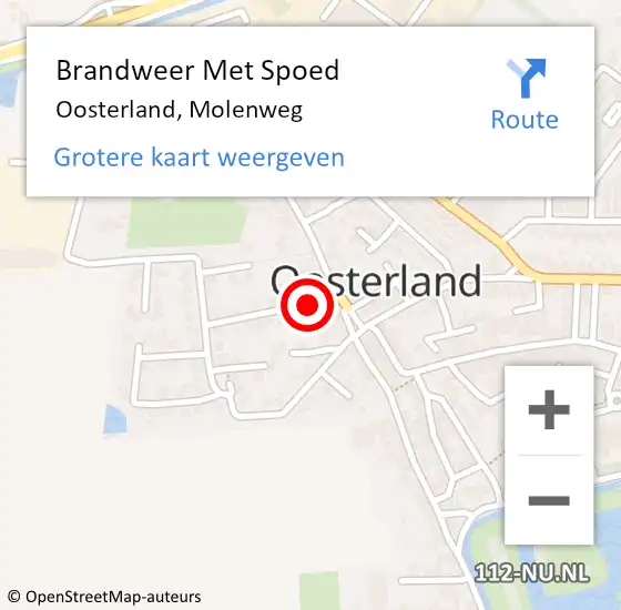 Locatie op kaart van de 112 melding: Brandweer Met Spoed Naar Oosterland, Molenweg op 11 juli 2024 22:40