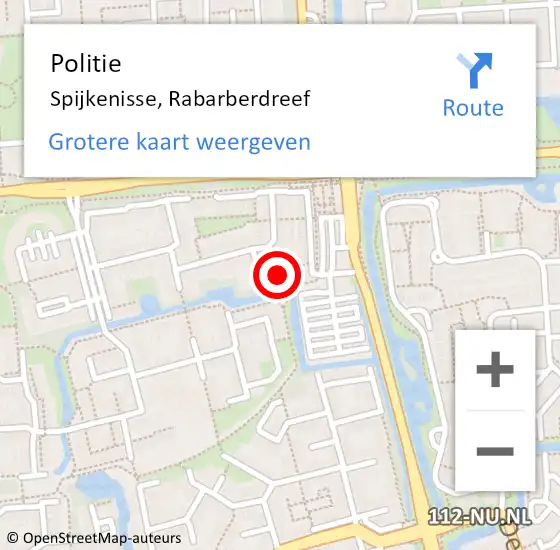 Locatie op kaart van de 112 melding: Politie Spijkenisse, Rabarberdreef op 11 juli 2024 23:42