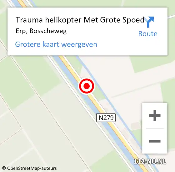 Locatie op kaart van de 112 melding: Trauma helikopter Met Grote Spoed Naar Erp, Bosscheweg op 12 juli 2024 00:07