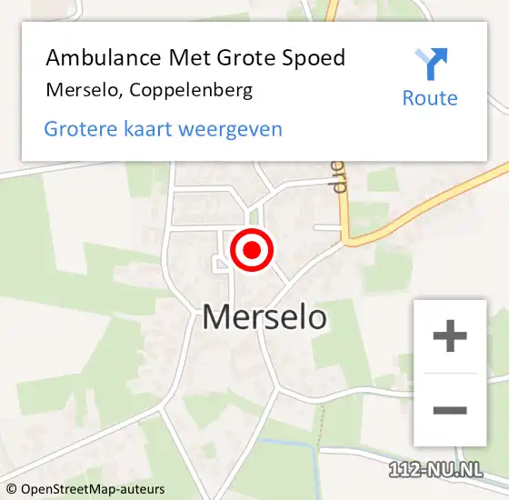 Locatie op kaart van de 112 melding: Ambulance Met Grote Spoed Naar Merselo, Coppelenberg op 12 oktober 2014 19:56