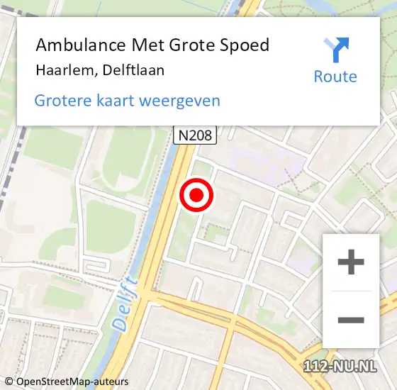 Locatie op kaart van de 112 melding: Ambulance Met Grote Spoed Naar Haarlem, Delftlaan op 12 juli 2024 00:20