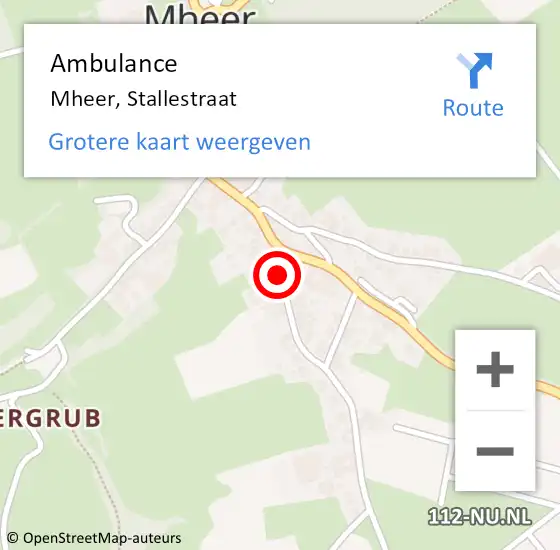 Locatie op kaart van de 112 melding: Ambulance Mheer, Stallestraat op 12 oktober 2014 19:58