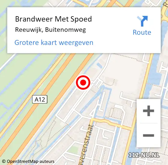 Locatie op kaart van de 112 melding: Brandweer Met Spoed Naar Reeuwijk, Buitenomweg op 12 juli 2024 00:37