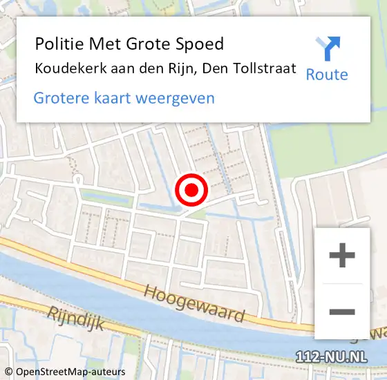 Locatie op kaart van de 112 melding: Politie Met Grote Spoed Naar Koudekerk aan den Rijn, Den Tollstraat op 12 juli 2024 00:42