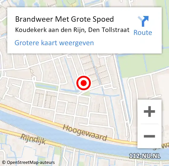 Locatie op kaart van de 112 melding: Brandweer Met Grote Spoed Naar Koudekerk aan den Rijn, Den Tollstraat op 12 juli 2024 00:42