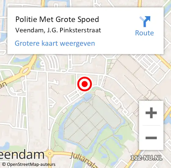 Locatie op kaart van de 112 melding: Politie Met Grote Spoed Naar Veendam, J.G. Pinksterstraat op 12 juli 2024 01:02