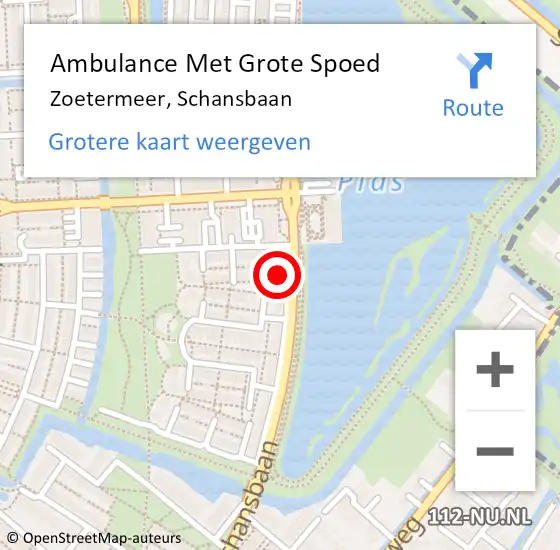 Locatie op kaart van de 112 melding: Ambulance Met Grote Spoed Naar Zoetermeer, Schansbaan op 12 juli 2024 01:21