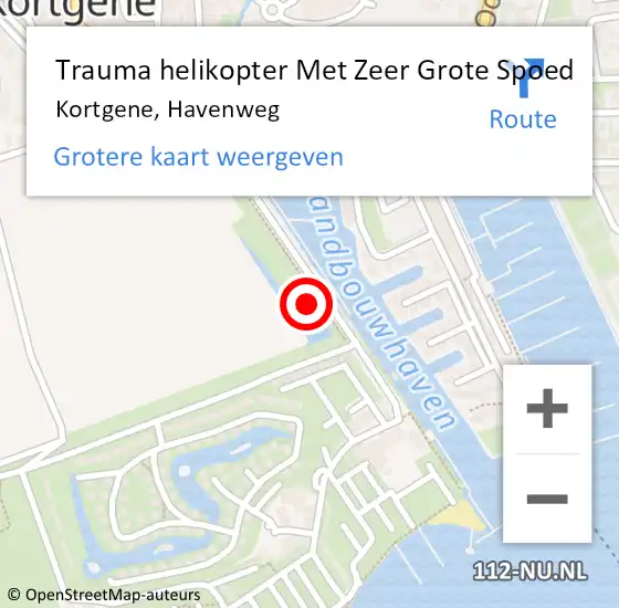 Locatie op kaart van de 112 melding: Trauma helikopter Met Zeer Grote Spoed Naar Kortgene, Havenweg op 12 juli 2024 01:32