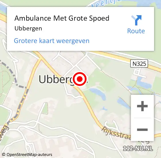 Locatie op kaart van de 112 melding: Ambulance Met Grote Spoed Naar Ubbergen op 12 juli 2024 01:49