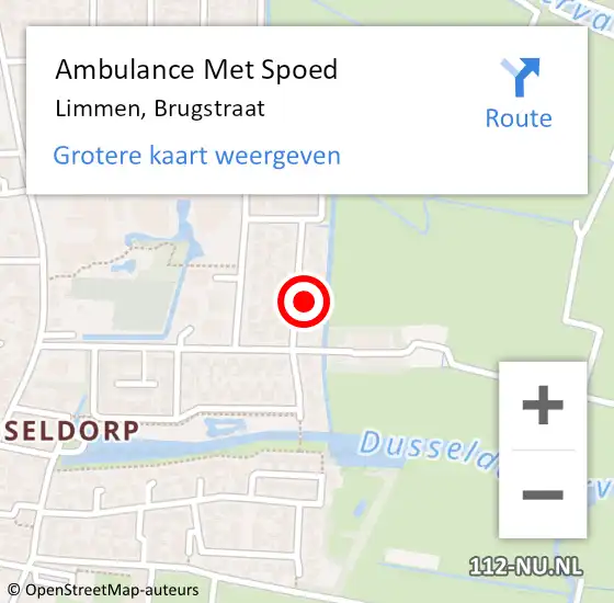 Locatie op kaart van de 112 melding: Ambulance Met Spoed Naar Limmen, Brugstraat op 12 juli 2024 02:11