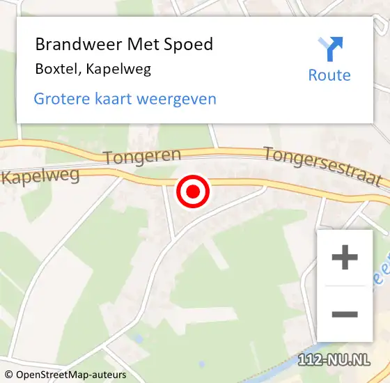 Locatie op kaart van de 112 melding: Brandweer Met Spoed Naar Boxtel, Kapelweg op 12 juli 2024 03:06