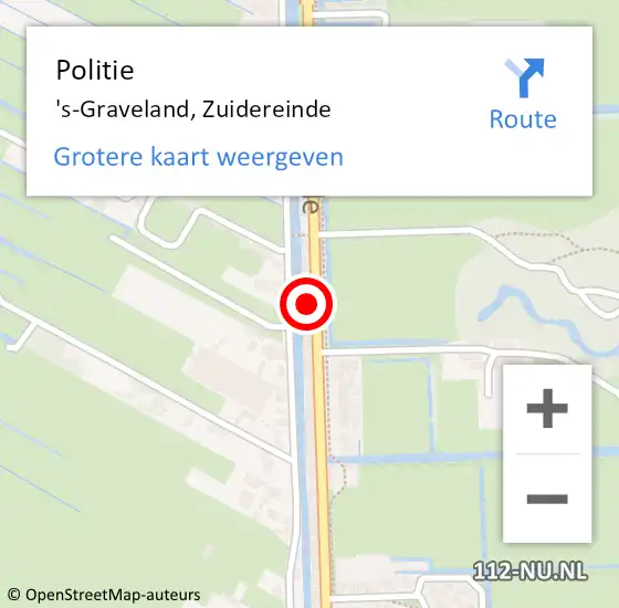 Locatie op kaart van de 112 melding: Politie 's-Graveland, Zuidereinde op 12 juli 2024 03:48